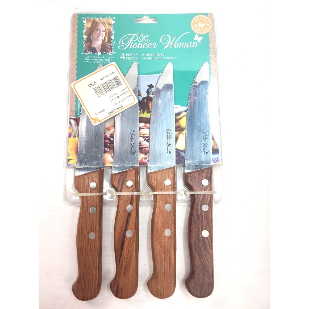New The Pioneer Woman Steak Knives Set of 4 Rosewood Handles 5" Stainless Blades